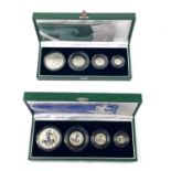 2001 & 2003 Royal Mint Great Britain cased silver proof Britannia Collection of 4 coins (x2)