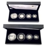 2008 & 2009 Royal Mint GB cased Silver proof Britannia Collection of 4 coins (x2).