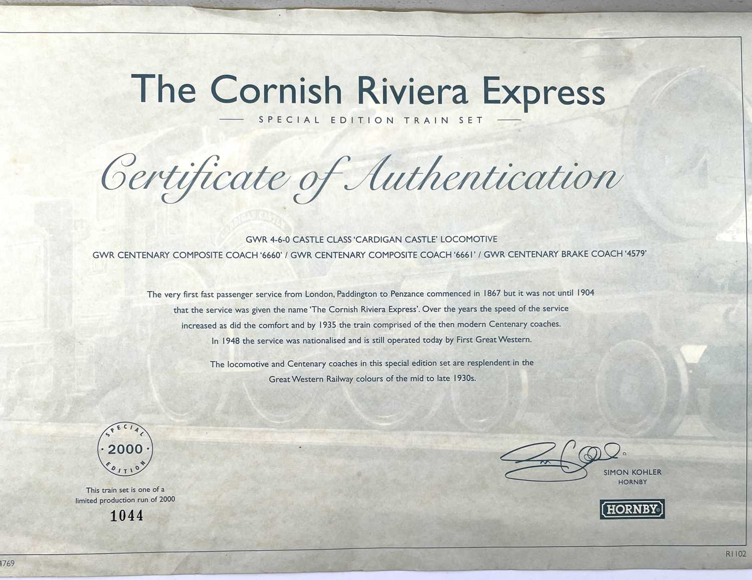 Hornby Model Railway 00 Gauge "The Cornish Riviera Express" Presentation Set R1102. - Bild 4 aus 5