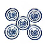 Two Chinese export porcelain shallow dishes and three matching plates, Qianlong.