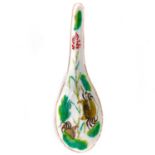 A Chinese porcelain Famille verte spoon.