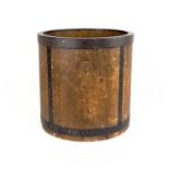 A Japanese metal bound wooden jardiniere, Meiji period, signed.