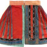 A Chinese silk and metal thread embroidered skirt, 19th century.