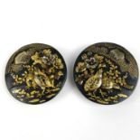 Two Japanese bronze and gold buttons, Meiji Period.