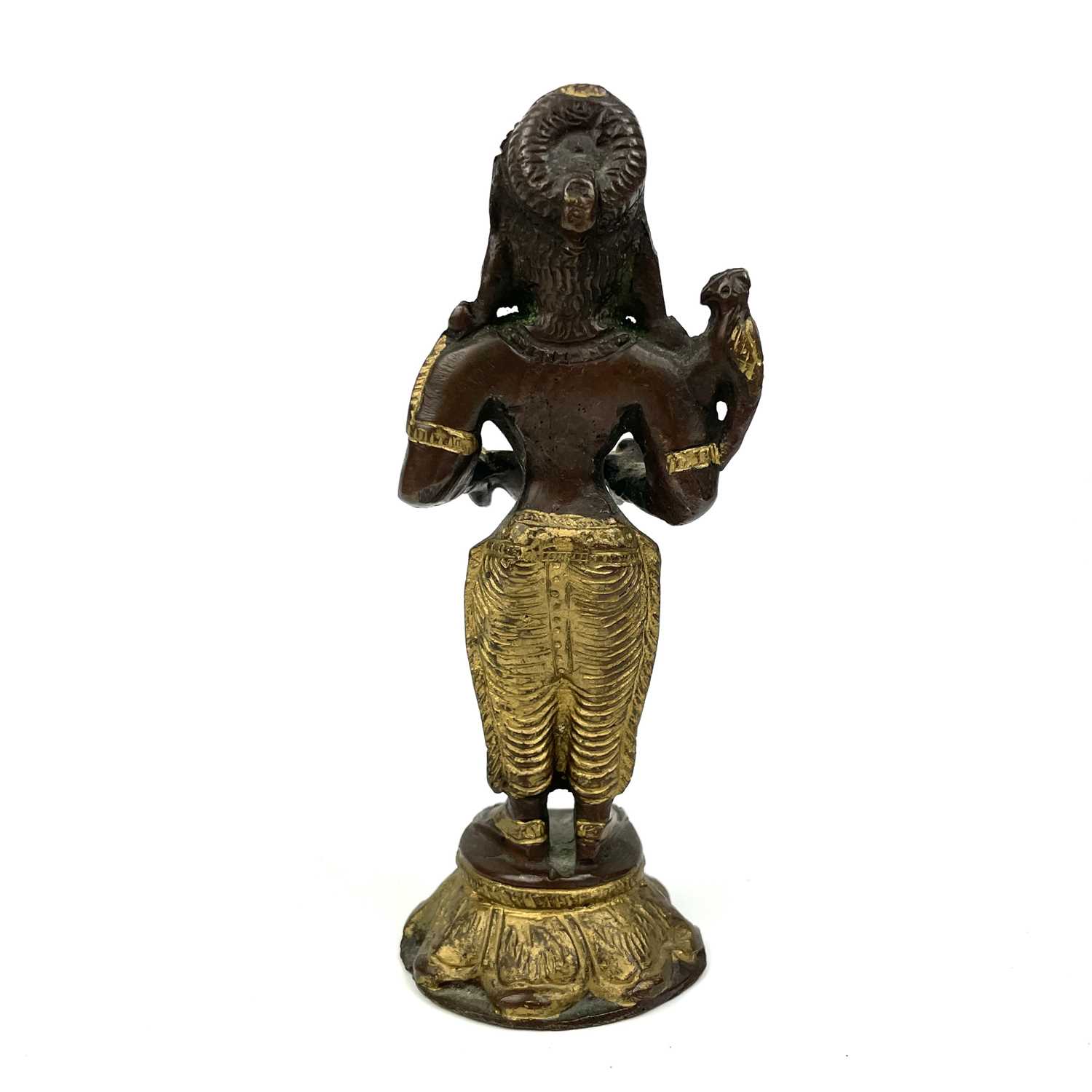 An Indian gilt bronze figural oil lamp. - Image 3 of 9