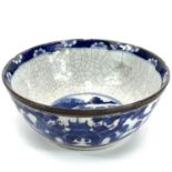 A 19th century Chinese porcelain blue and white crackle glaze bowl.