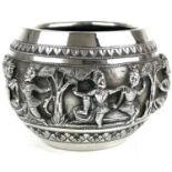 A Burmese silver bowl, 19th century.