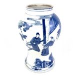 A Chinese blue and white porcelain baluster vase, 18th century.