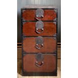 A Japanese iron bound tall chest, Meiji period, 19th century.