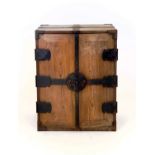A Japanese elm and iron bound Tansu chest, Meiji period, 19th century.