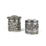 Two Burmese silver canisters, 19th century.