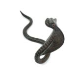 An Indian bronze sculpture of a cobra, 19th century.