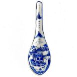 A 19th century Chinese blue and white porcelain spoon.