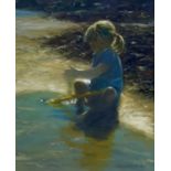 Steven JONES (1959) Child Seated in a Rockpool