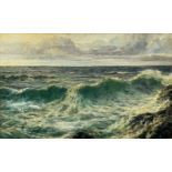 David JAMES (1853-1904) Waves breaking on the Cornish Coast