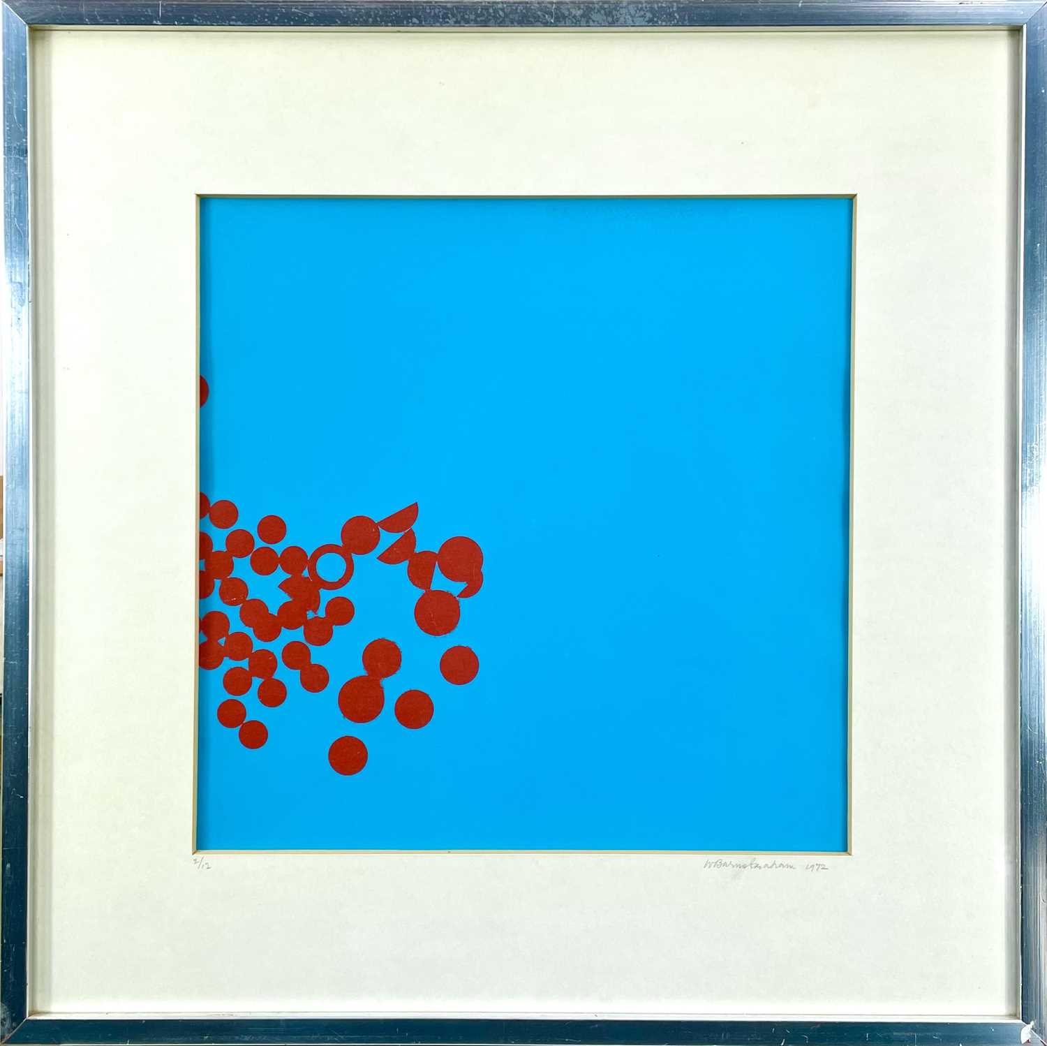 Wilhelmina BARNS-GRAHAM (1912-2004) Vermilion Discs Into Turquoise Square, 1972 - Image 2 of 3