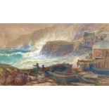 Thomas HART (1830-1916) Rough Seas, Cadgwith Cove