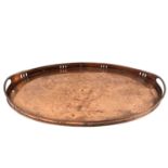 A Newlyn copper oval galleried tray.