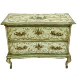 A Continental commode painted in the Chinoiserie style.