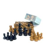 A Staunton type boxwood and ebony weighted chess set.