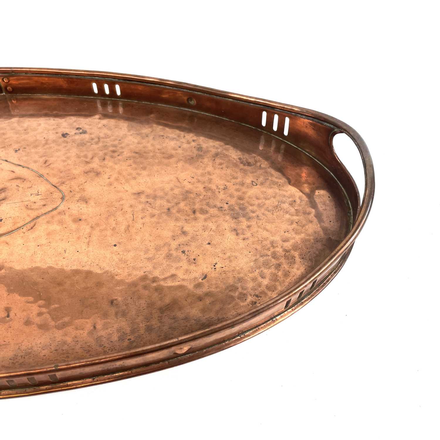A Newlyn copper oval galleried tray. - Image 4 of 5