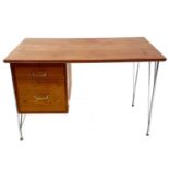 A Danish teak and chrome 'Hairpin' desk.