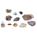 A collection of Cornish mineral specimens from various mines.