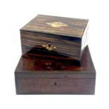 An early Victorian brass bound mahogany toilet box.