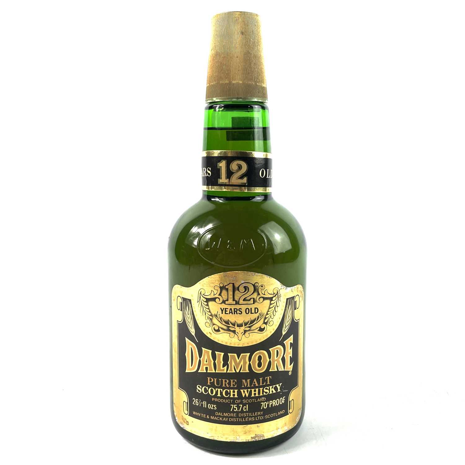 A bottle of Dalmore 12 Years old pure malt Scotch whiskey.