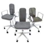 Fred Scott for Hille a set of three ergonomic swivel office chairs.