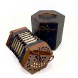 A Mayonburg, Leipzig 21 key concertina and case.