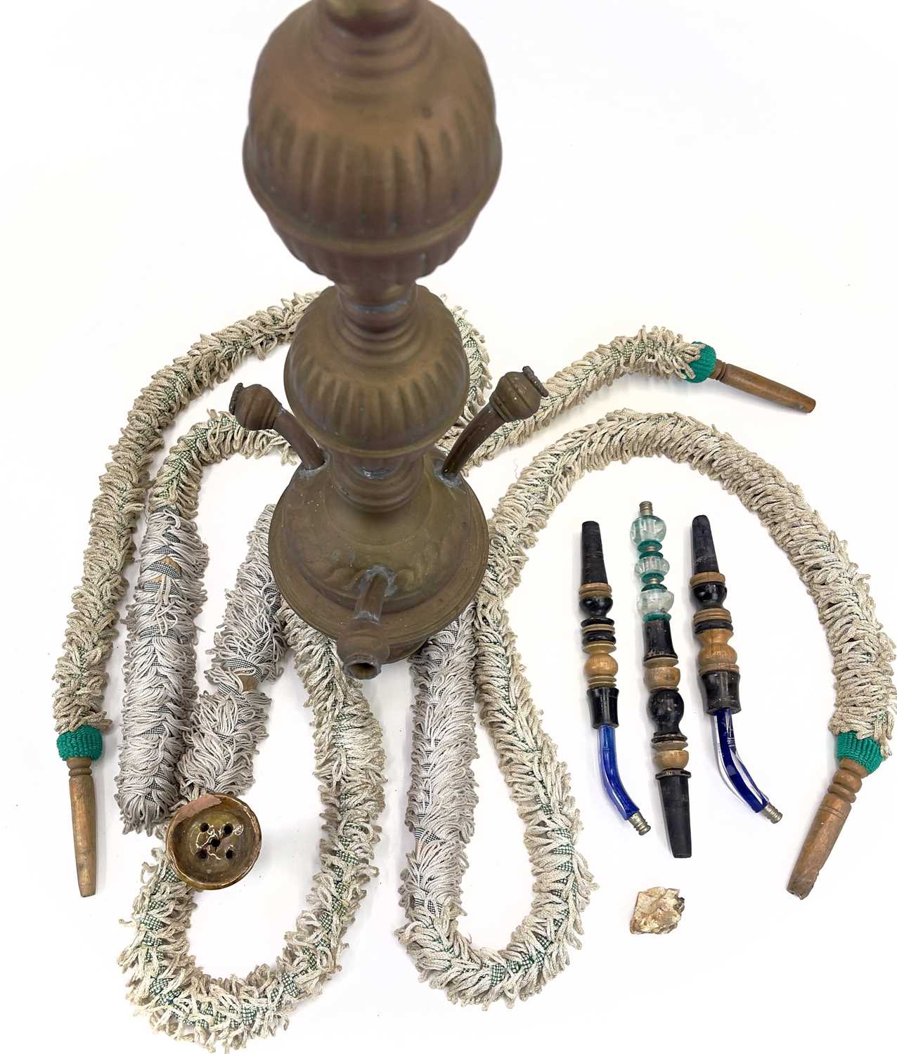 A tall pierced Indian brass hookah. - Image 7 of 12