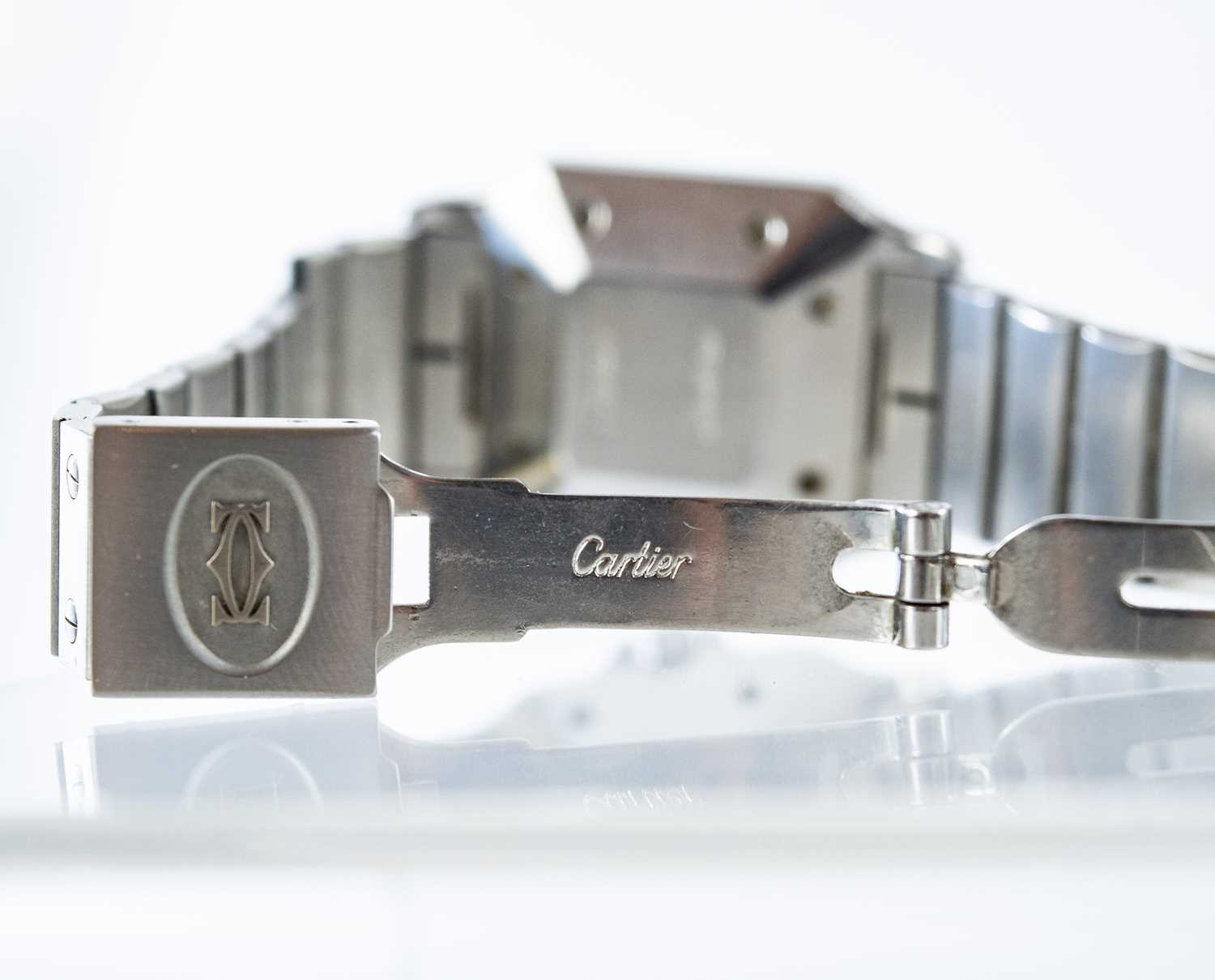 A Cartier Santos stainless steel gentleman's automatic bracelet wristwatch. - Image 5 of 8