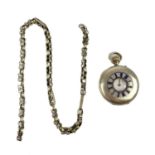 A silver half hunter fob pocket watch.