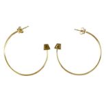 Links Of London - a pair of 18ct gold Tigers eye set hoop earrings.