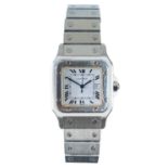 A Cartier Santos stainless steel gentleman's automatic bracelet wristwatch.