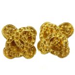 A pair of Chanel gold plated clover clip earrings.