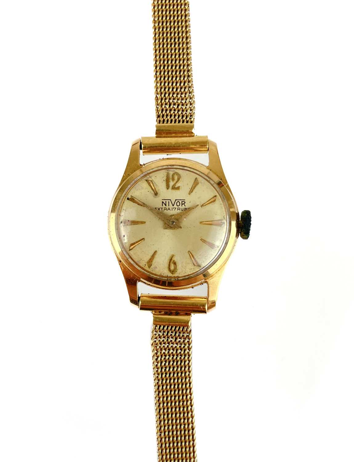 An 18ct gold ladies manual wind bracelet wristwatch.