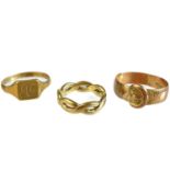 Three 9ct hallmarked gold rings.