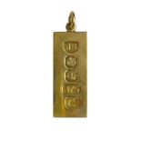 A 9ct hallmarked gold ingot pendant.