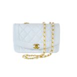 A Chanel White Diana cavier quilted leather handbag, circa 1991-94.