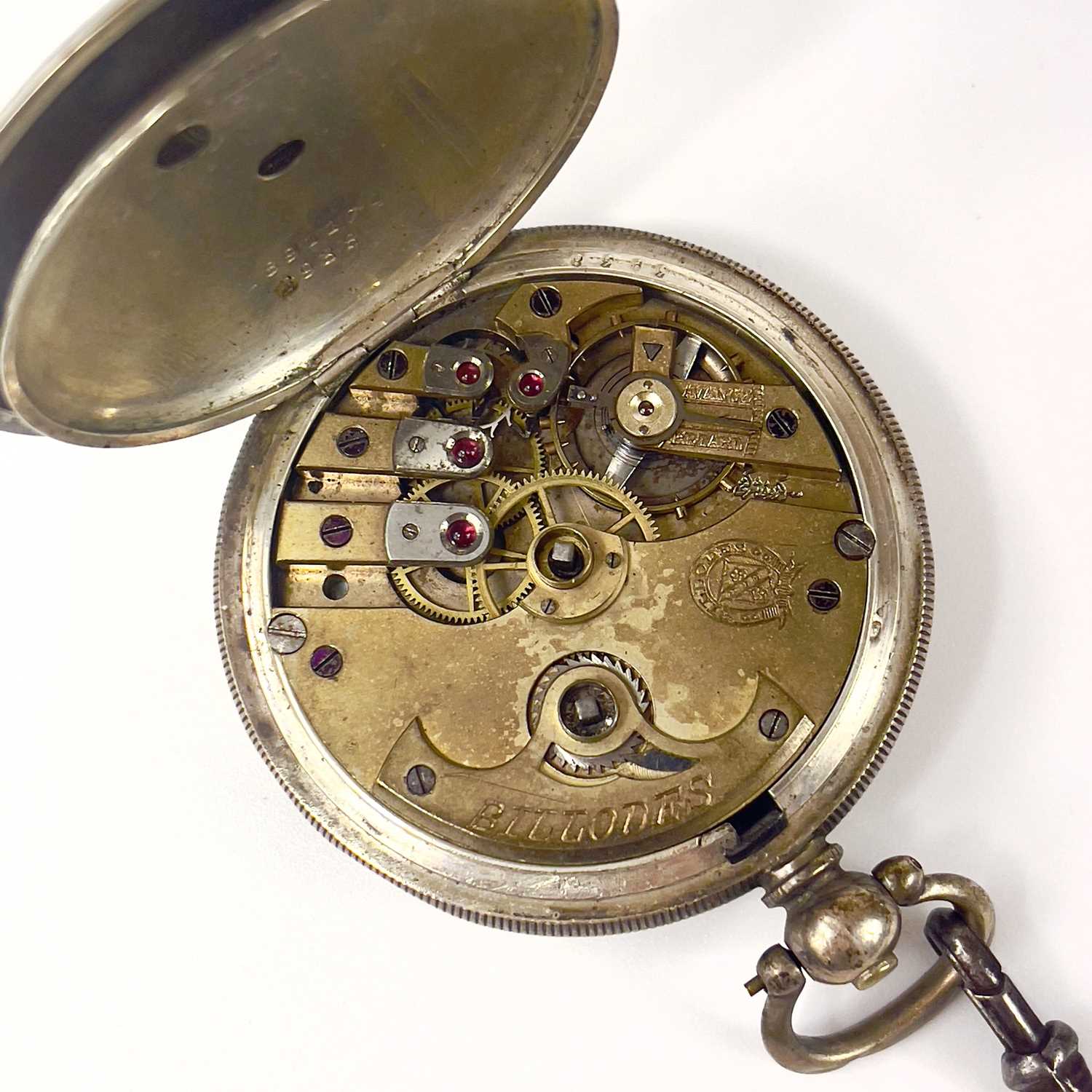 A Turkish .800 silver cased full hunter key wind pocket watch by Billodes. - Image 9 of 13