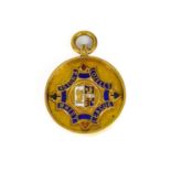 A 1930's 9ct and enamel medallion fob.
