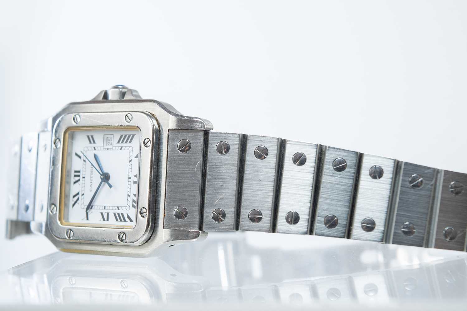 A Cartier Santos stainless steel gentleman's automatic bracelet wristwatch. - Image 3 of 8