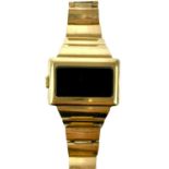An Omega 'Time Computer' gentleman's digital quartz gold plated bracelet wristwatch.