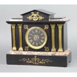 A D Mougin, a 19th Century French 8 day striking mantel clock contained in a 2 colour marble and