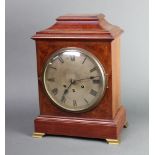 Gustav Becker, an Edwardian 8 day striking on gong bracket clock with 20cm silvered dial and Roman