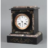 A 19th Century French 8 day striking mantel timepiece with enamelled dial and Roman numerals