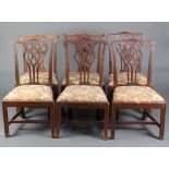 A harlequin set of 6 Chippendale style dining chairs comprising 4 mahogany 97cm h x 54cm w x 44cm (