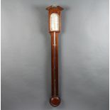 A 19th Century style mercury stick barometer and thermometer, the silvered dial marked A Blatt of